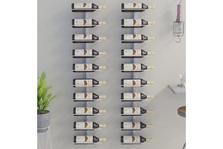 Seinäkiinnitettävä viinipulloteline 10 pullolle 2 kpl valkoi - Valkoinen - Viiniteline & viinihylly