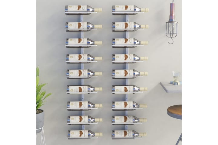 Seinäkiinnitettävä viinipulloteline 9 pullolle 2 kpl valkoin - Valkoinen - Viiniteline & viinihylly