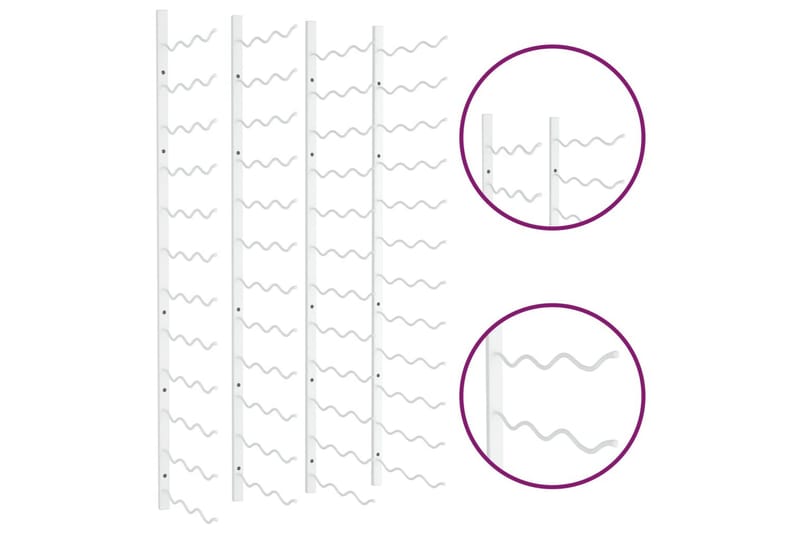 Seinälle kiinnitettävä viinipulloteline 36 pullolle 2 kpl ra - Valkoinen - Viiniteline & viinihylly