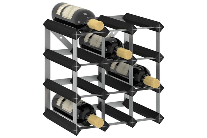 Viinipulloteline 12 pullolle musta täysi mänty - Musta - Viiniteline & viinihylly