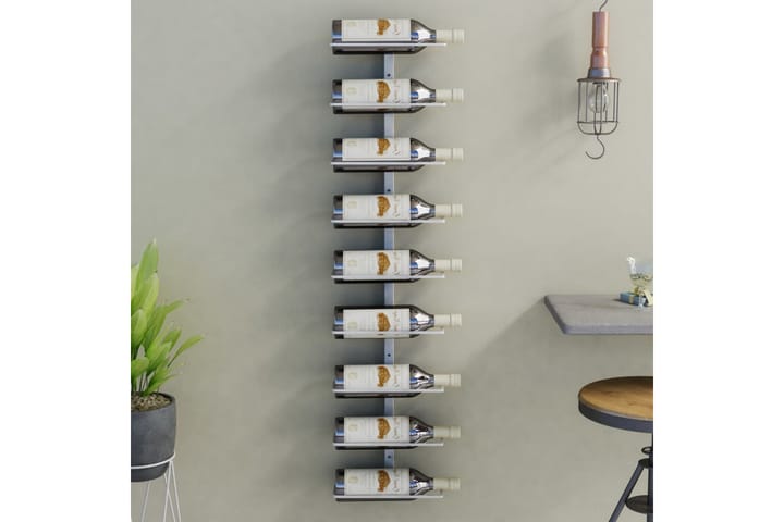 Seinäkiinnitettävä viinipulloteline 9 pullolle valkoinen rau - Valkoinen - Viiniteline & viinihylly