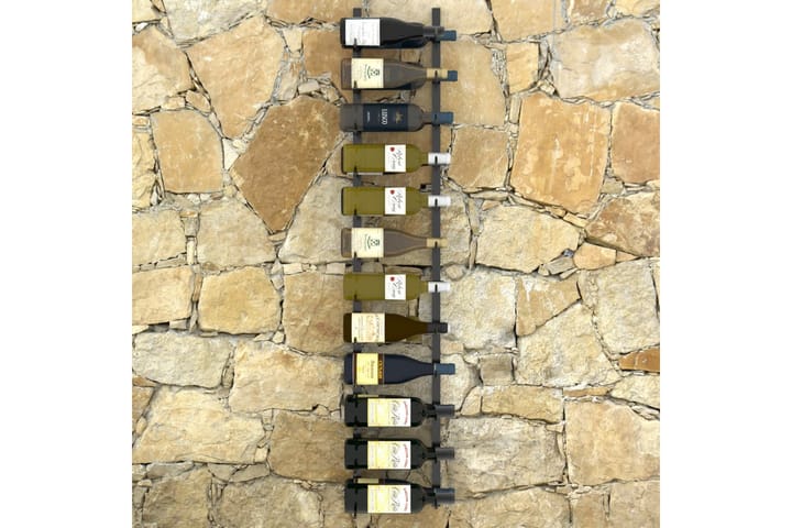 Seinäkiinnitteinen viinipulloteline 24 pullolle musta rauta - Musta - Viiniteline & viinihylly