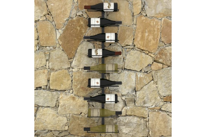 Seinäkiinnitteinen viinipulloteline 9 pullolle musta rauta - Viiniteline & viinihylly