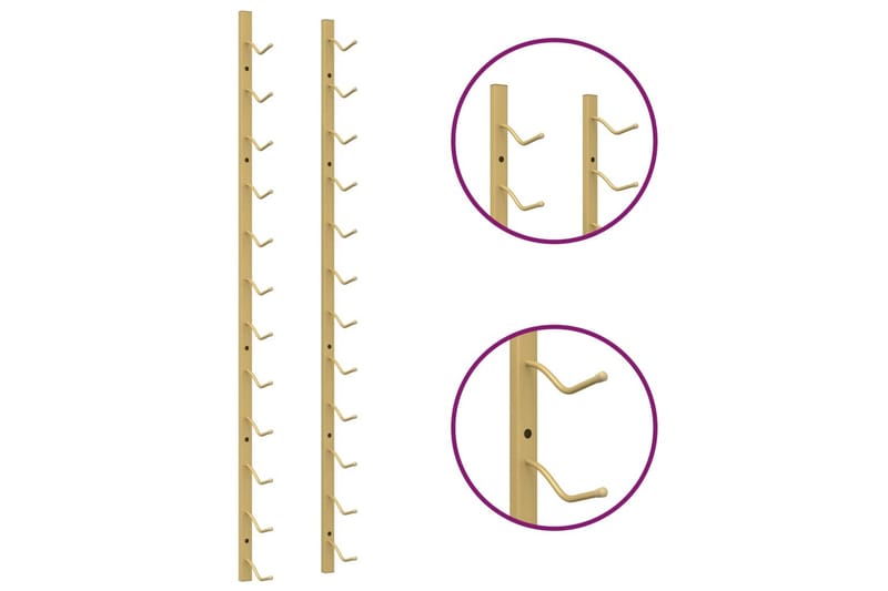 Seinälle kiinnitettävä viinipulloteline 12 pullolle kulta ra - Kulta - Viiniteline & viinihylly
