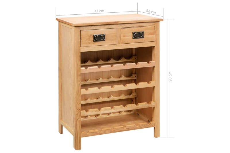 Viinikaappi 72x32x90 cm täystammi - Ruskea - Säilytys - Hylly - Säilytyshylly - Viiniteline & viinihylly
