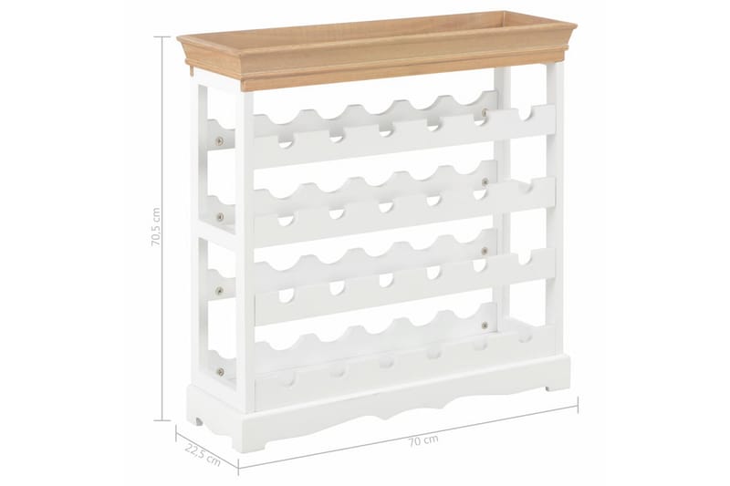Viinikaappi valkoinen 70x22,5x70,5 cm MDF - Valkoinen - Säilytys - Hylly - Säilytyshylly - Viiniteline & viinihylly
