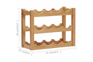 Viinipulloteline 12 pullolle 47x21x36 cm t�äysi tammi - Ruskea - Säilytys - Hylly - Säilytyshylly - Viiniteline & viinihylly