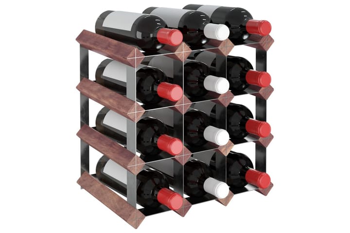 Viinipulloteline 12 pullolle ruskea täysi mänty - Ruskea - Viiniteline & viinihylly