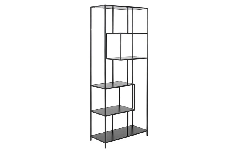Seaford kirjahylly 77 cm metallia, Musta