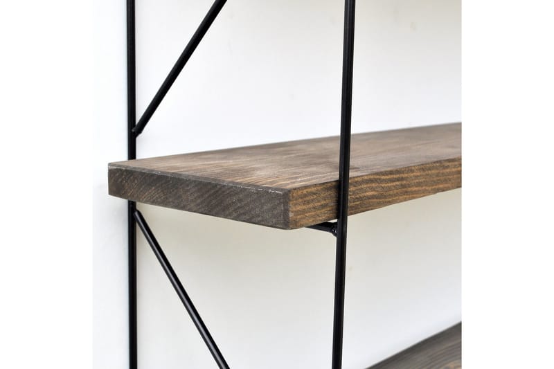 Seinähylly 15x60 cm - Pähkinä/Musta - Säilytys - Hylly - Seinähylly