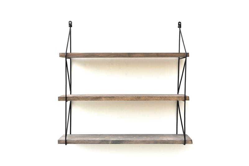 Seinähylly 15x60 cm - Pähkinä/Musta - Säilytys - Hylly - Seinähylly