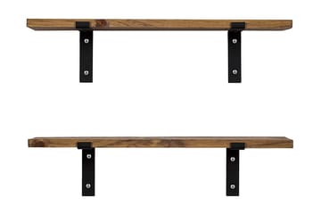 Seinähylly 16x60 cm 2-pak - Pähkinä/Musta - Säilytys - Hylly - Seinähylly