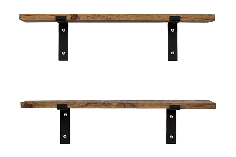 Seinähylly 16x60 cm 2-pak - Pähkinä/Musta - Säilytys - Hylly - Seinähylly