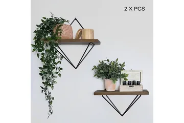 Seinähylly 30x30 cm - Pähkinä/Musta - Säilytys - Hylly - Seinähylly