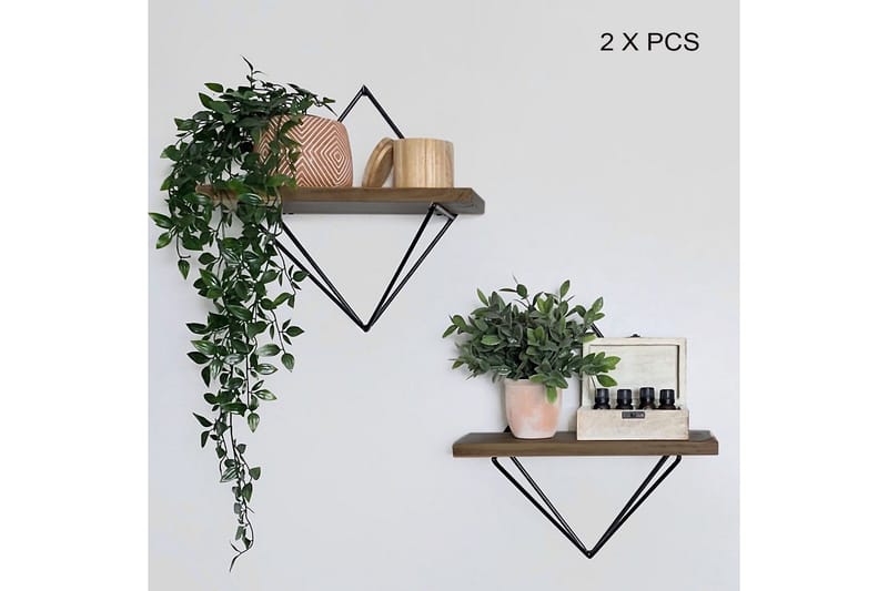 Seinähylly 30x30 cm - Pähkinä/Musta - Säilytys - Hylly - Seinähylly