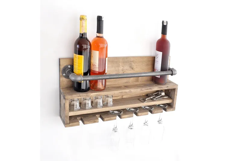 Seinähylly Allegrucci 60 cm - Pähkinä/Musta - Säilytys - Hylly - Seinähylly