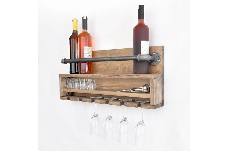 Seinähylly Allegrucci 60 cm - Pähkinä/Musta - Säilytys - Hylly - Seinähylly