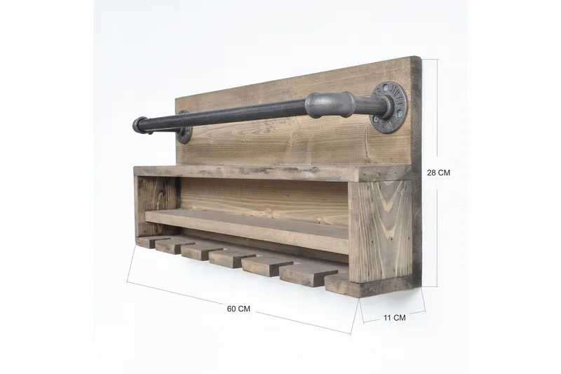 Seinähylly Allegrucci 60 cm - Pähkinä/Musta - Säilytys - Hylly - Seinähylly