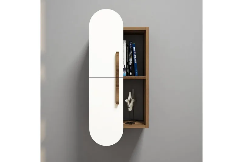 Seinähylly Amtorp 35 cm, Ruskea/Valkoinen