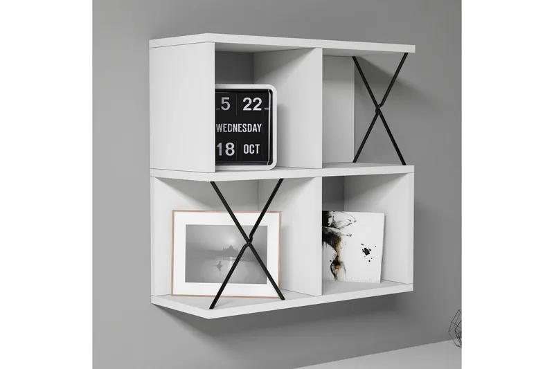 Seinähylly Amtorp 60 cm, Valkoinen/Musta
