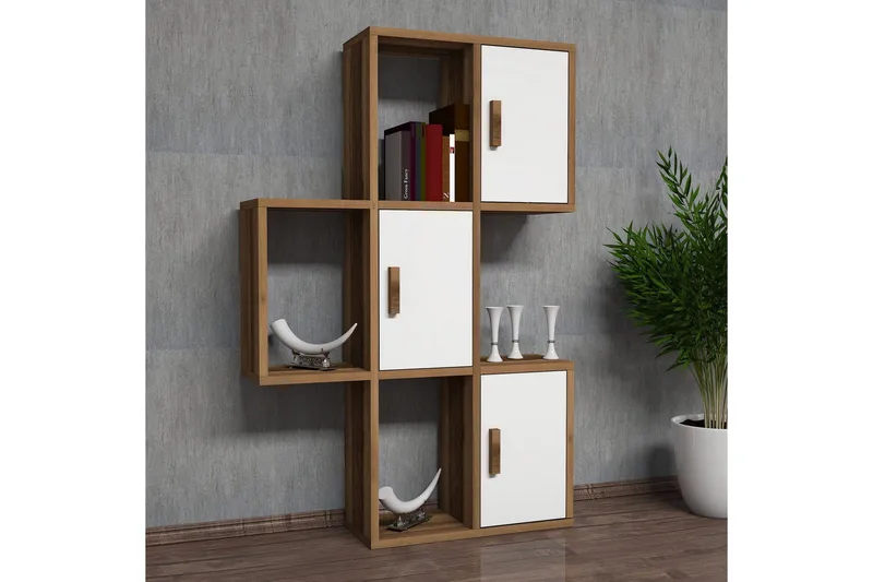 Seinähylly Amtorp 75 cm, Ruskea/Valkoinen