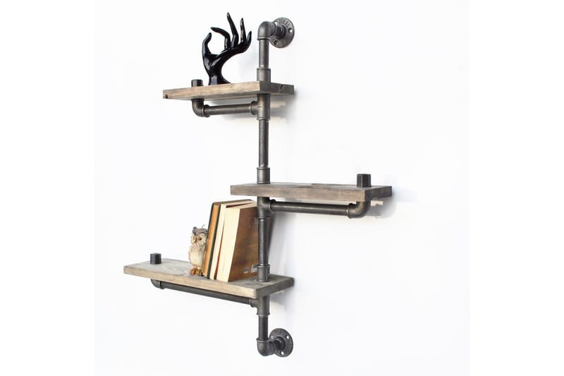 Seinähylly Arthur 3 Hyllyä Putki/Puu - Säilytys - Hylly - Seinähylly