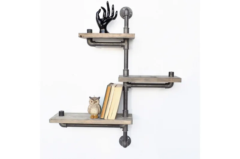 Seinähylly Arthur 3 Hyllyä Putki/Puu - Säilytys - Hylly - Seinähylly