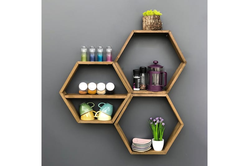 Seinähylly Arthur 3 Kuusikulmio - Säilytys - Hylly - Seinähylly