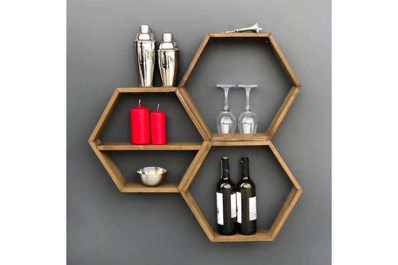 Seinähylly Arthur 3 Kuusikulmio - Säilytys - Hylly - Seinähylly