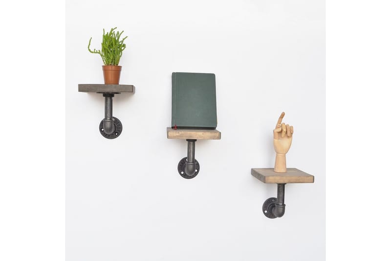 Seinähylly Arthur Pieni 3-pak Putki/Puu - Säilytys - Hylly - Seinähylly