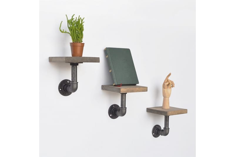 Seinähylly Arthur Pieni 3-pak Putki/Puu - Säilytys - Hylly - Seinähylly