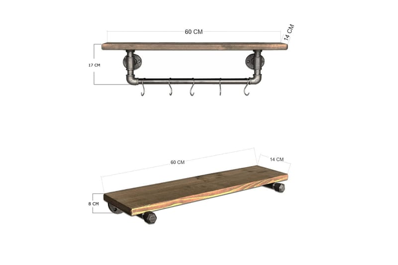 Seinähylly Arthur Putki/Puu - Säilytys - Hylly - Seinähylly
