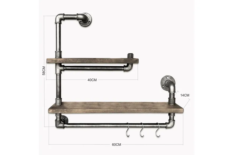 Seinähylly Arthur Putki/Puu - Säilytys - Hylly - Seinähylly