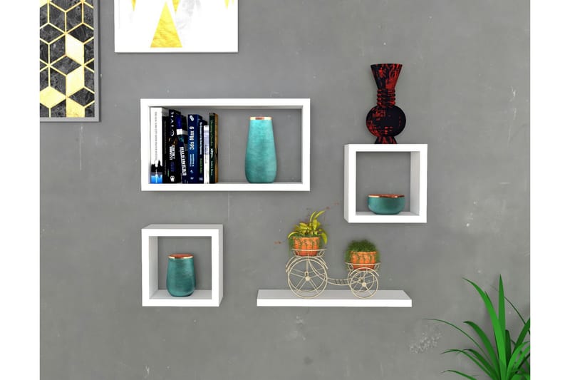 Seinähylly Babil 44x15 cm 4 hyllyä - Valkoinen - Säilytys - Hylly - Seinähylly