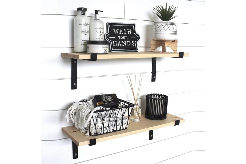 Seinähylly Babineau 60 cm - Musta/Pähkinä - Säilytys - Hylly - Seinähylly