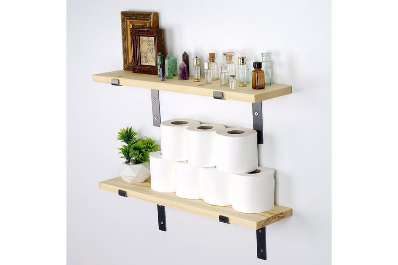 Seinähylly Babineau 60 cm - Musta/Pähkinä - Säilytys - Hylly - Seinähylly