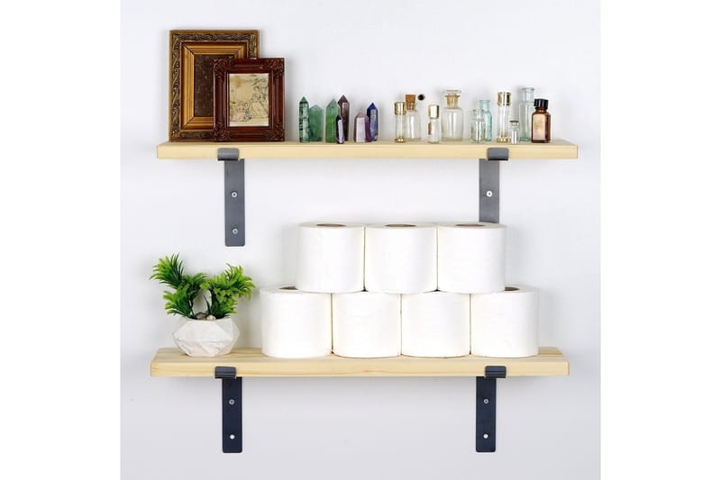 Seinähylly Babineau 60 cm - Musta/Pähkinä - Säilytys - Hylly - Seinähylly