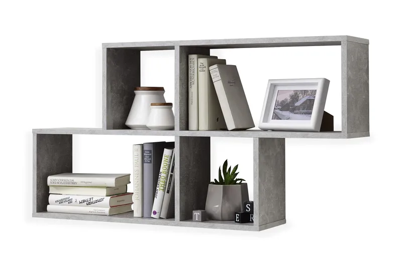 Seinähylly Balbina 100 cm, Valkoinen/Betoni