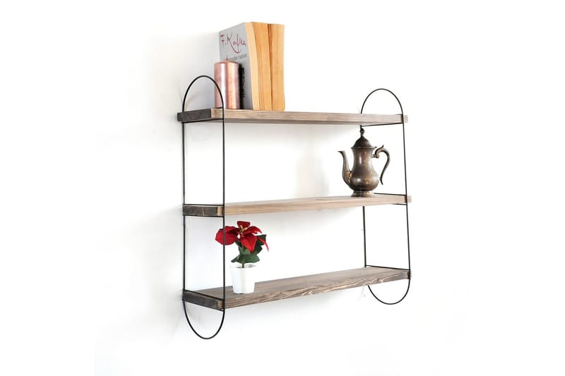 Seinähylly Bearley 60 cm - Pähkinä/Musta - Säilytys - Hylly - Seinähylly