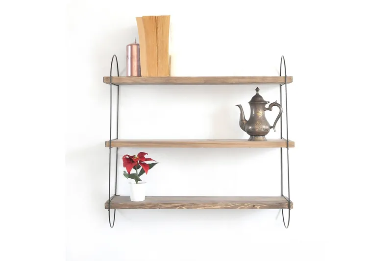 Seinähylly Bearley 60 cm - Pähkinä/Musta - Säilytys - Hylly - Seinähylly