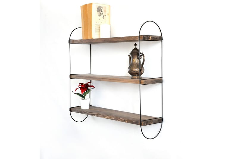 Seinähylly Bearley 60 cm - Pähkinä/Musta - Säilytys - Hylly - Seinähylly