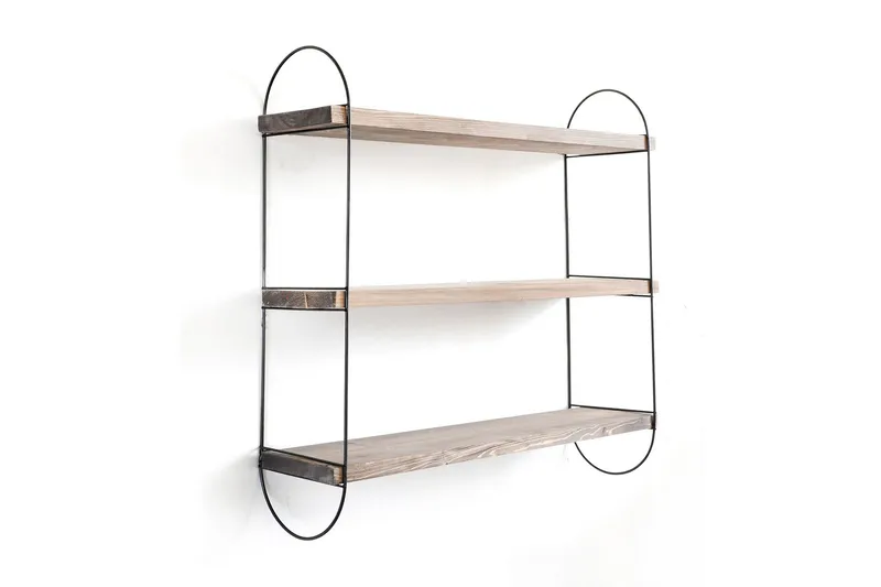 Seinähylly Bearley 60 cm, Pähkinä/Musta