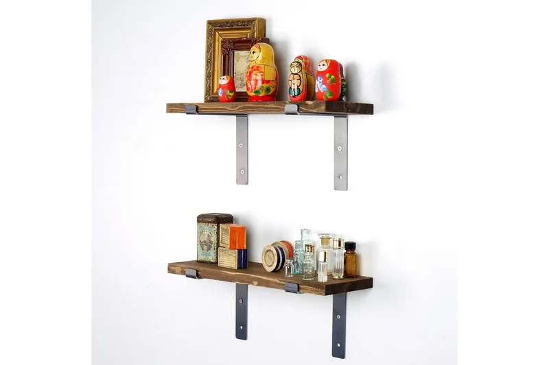 Seinähylly Benjin 40 cm - Musta/Pähkinä - Säilytys - Hylly - Seinähylly