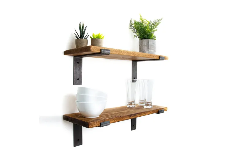 Seinähylly Benjin 40 cm - Musta/Pähkinä - Säilytys - Hylly - Seinähylly