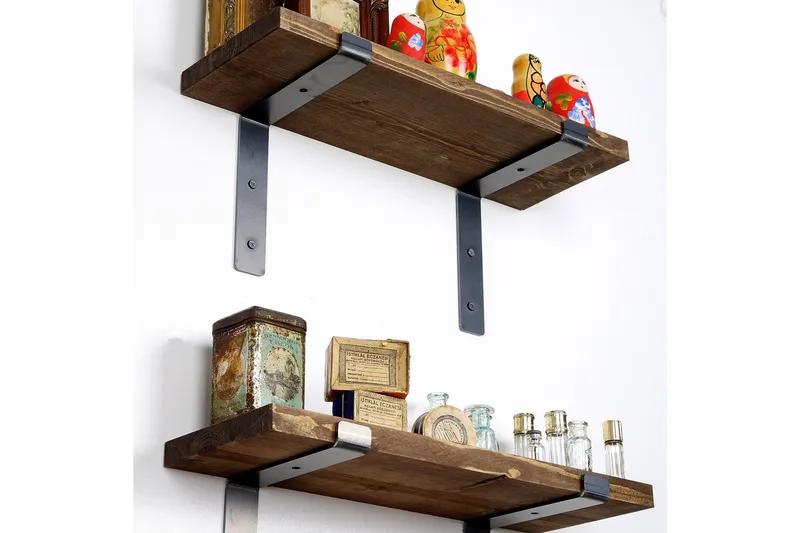 Seinähylly Benjin 40 cm - Musta/Pähkinä - Säilytys - Hylly - Seinähylly