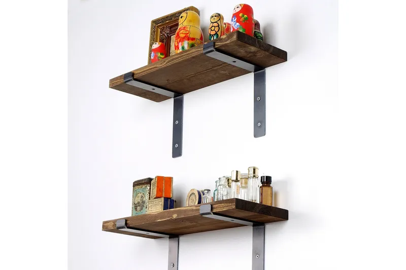 Seinähylly Benjin 40 cm - Musta/Pähkinä - Säilytys - Hylly - Seinähylly