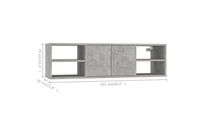 Seinähylly betoninharmaa 102x30x29 cm lastulevy - Säilytys - Hylly - Seinähylly
