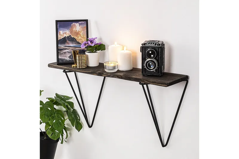 Seinähylly Boeklo 15x60 cm - Musta/pähkinä - Säilytys - Hylly - Seinähylly