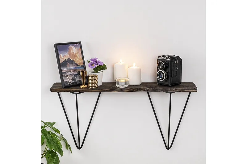 Seinähylly Boeklo 15x60 cm - Musta/pähkinä - Säilytys - Hylly - Seinähylly