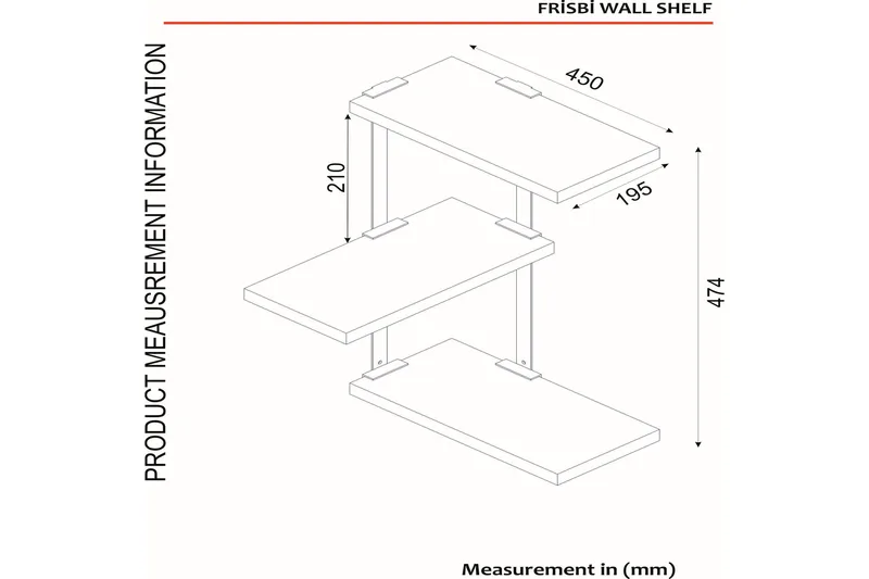 Seinähylly Bondsjö 45 cm - Ruskea/Musta - Säilytys - Hylly - Seinähylly